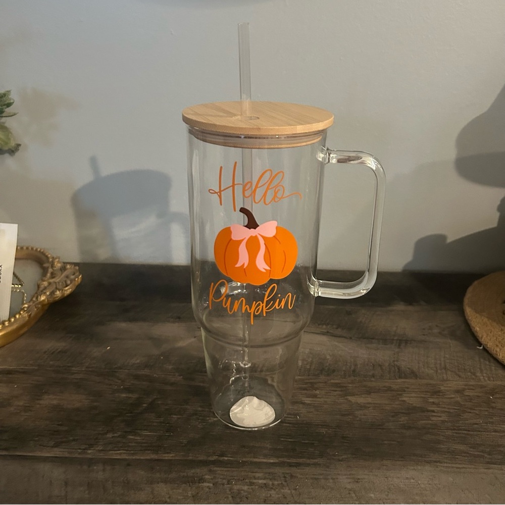 NEW Hobby Lobby Hello Pumpkin Glass Tumbler - Picture 2 of 4